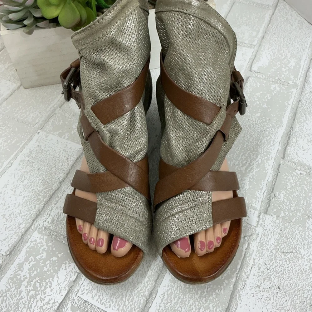 Miz Mooz Brown and Silver Sandals